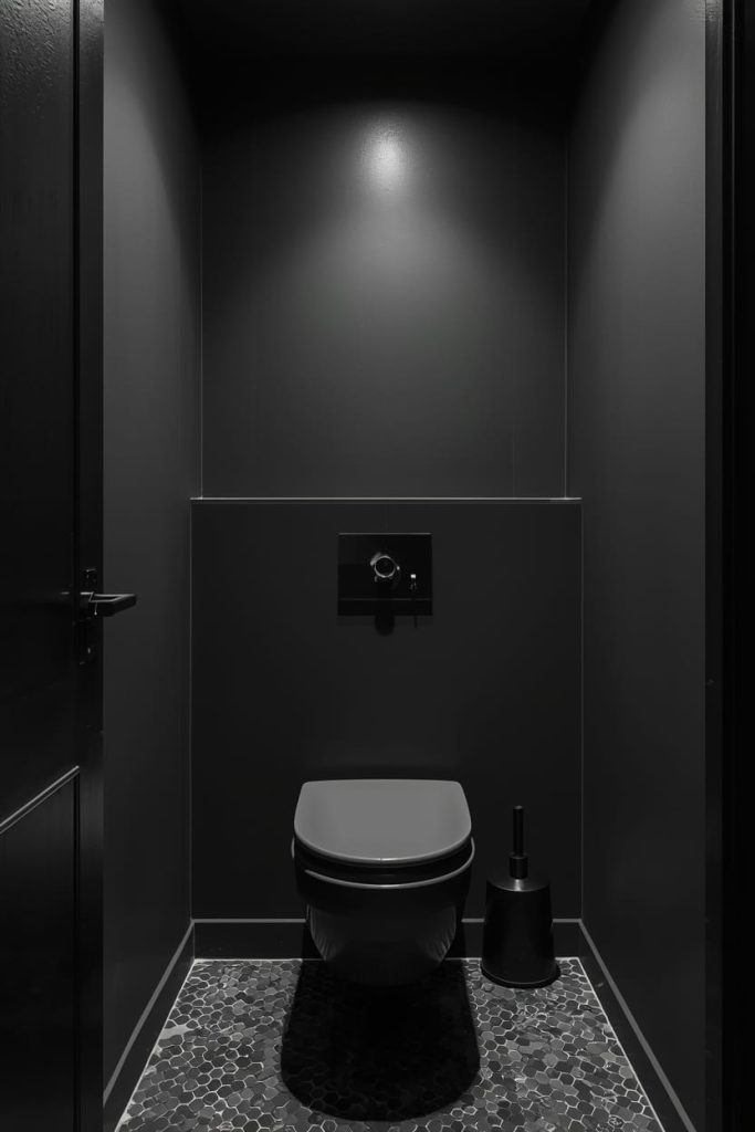 Matte Black Bathroom with Gold Hardware Bathroom Accents
