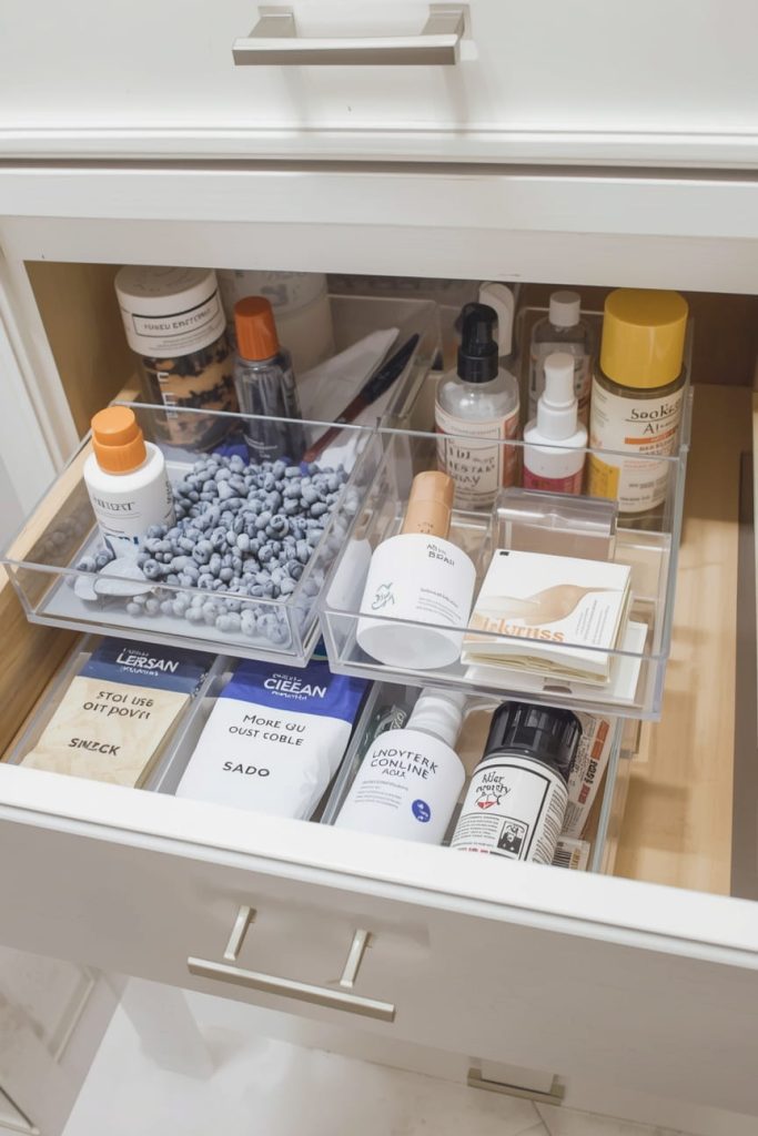 Organize Vanity Countertop with Practical Tools