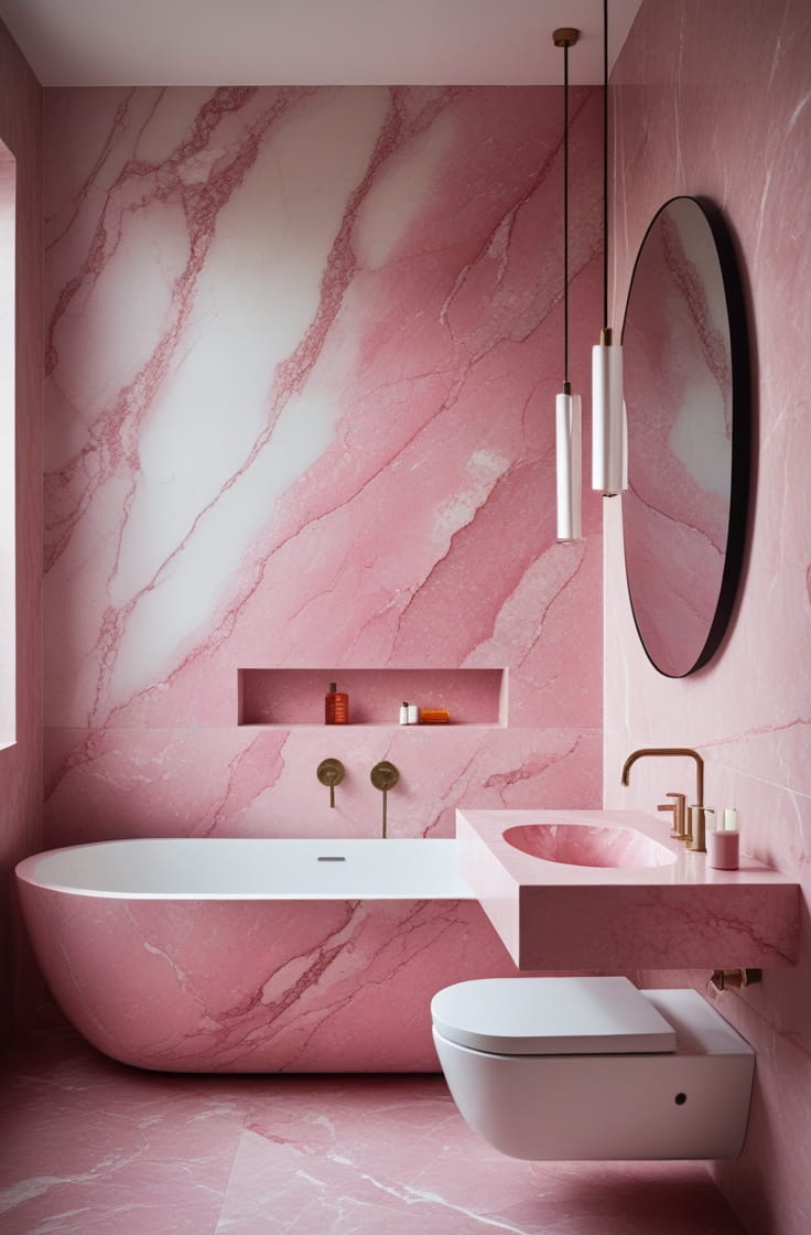 Pink Marble Bathroom for Subtle Luxury