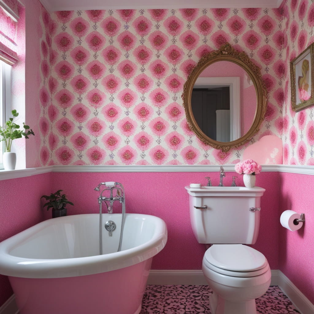 Pink and White Bathroom for a Fresh Contrast