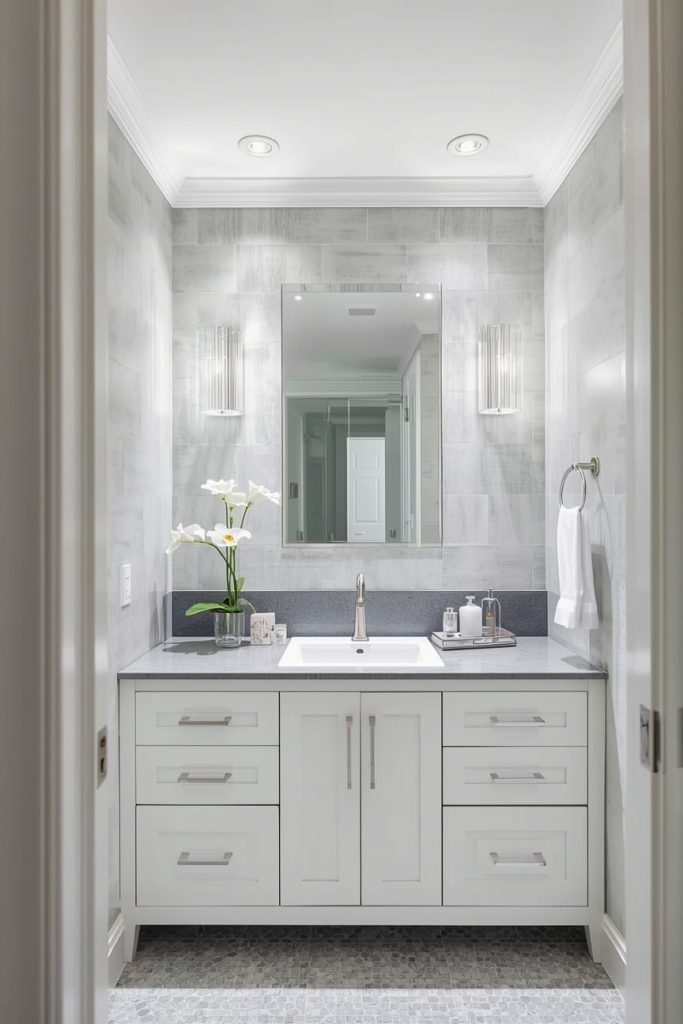 Recessed Lighting Bathroom Layout for Clean Ceilings