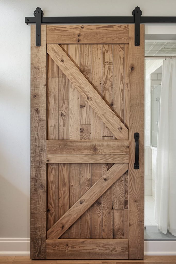 Rustic Bathroom Barn Door Charm