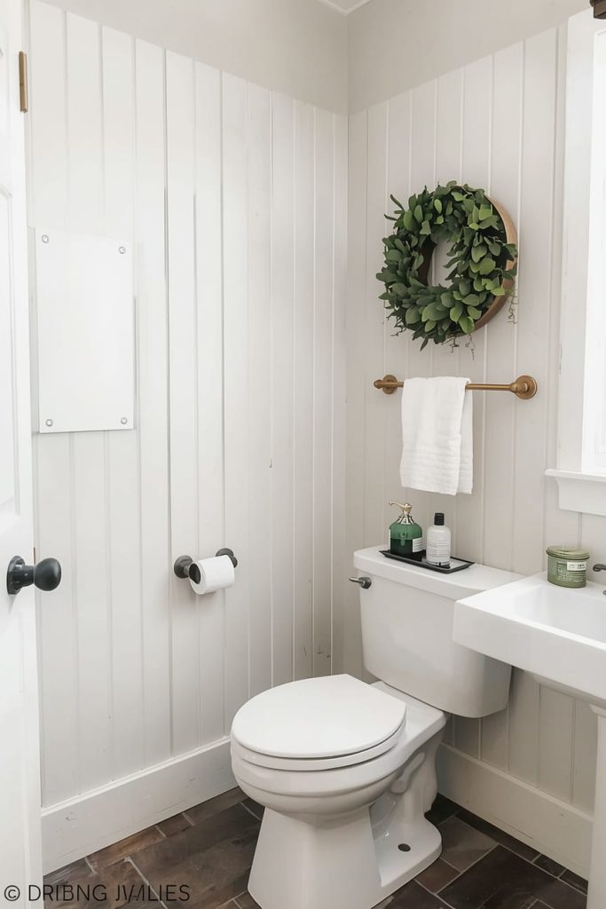 Rustic Bathroom Lighting with Lantern & Sconces