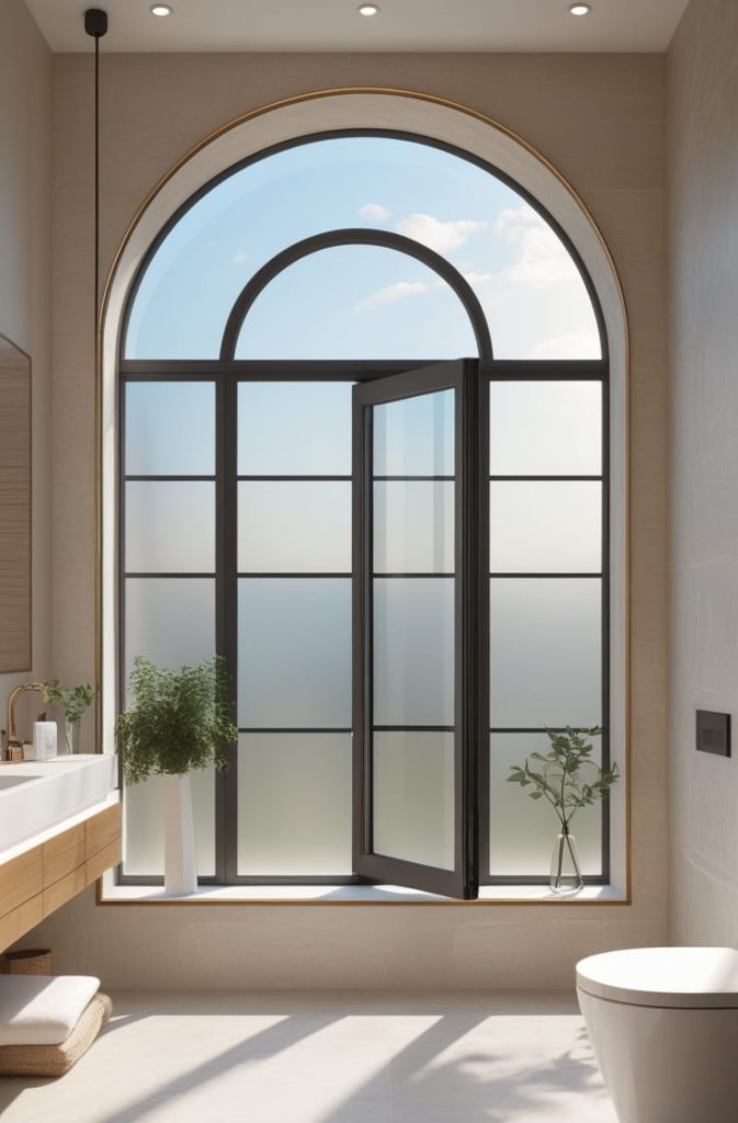 Arched Bathroom Windows for Architectural Interest