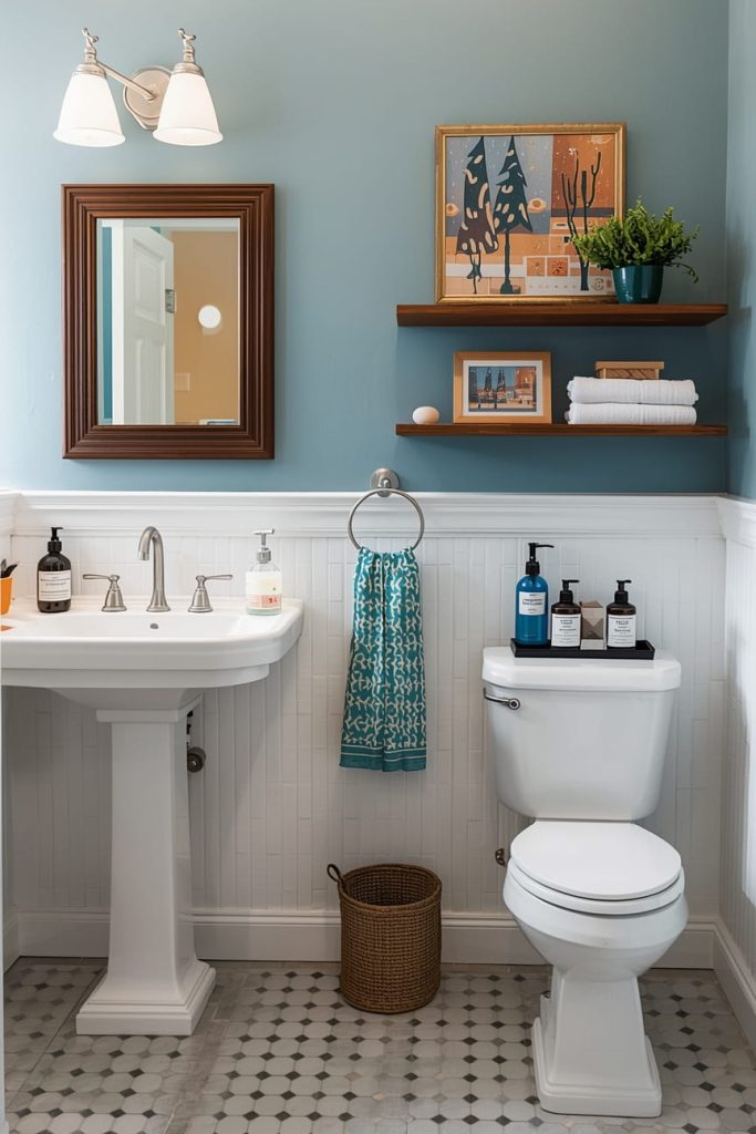 Bloxburg Bathroom Build with Custom Wall Design