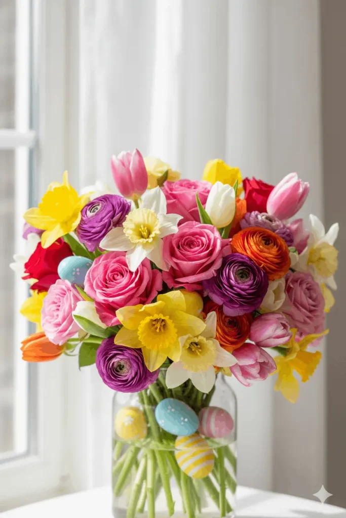 Colorful Mixed Flower Entryway Vase