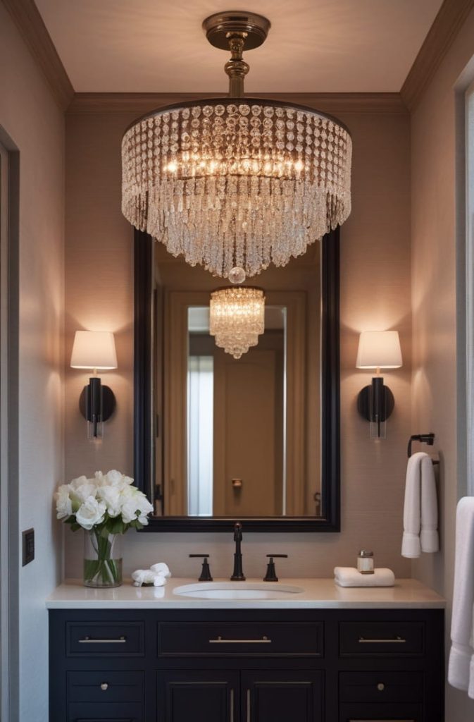 Contemporary Half Bathroom Design with Vessel Sink