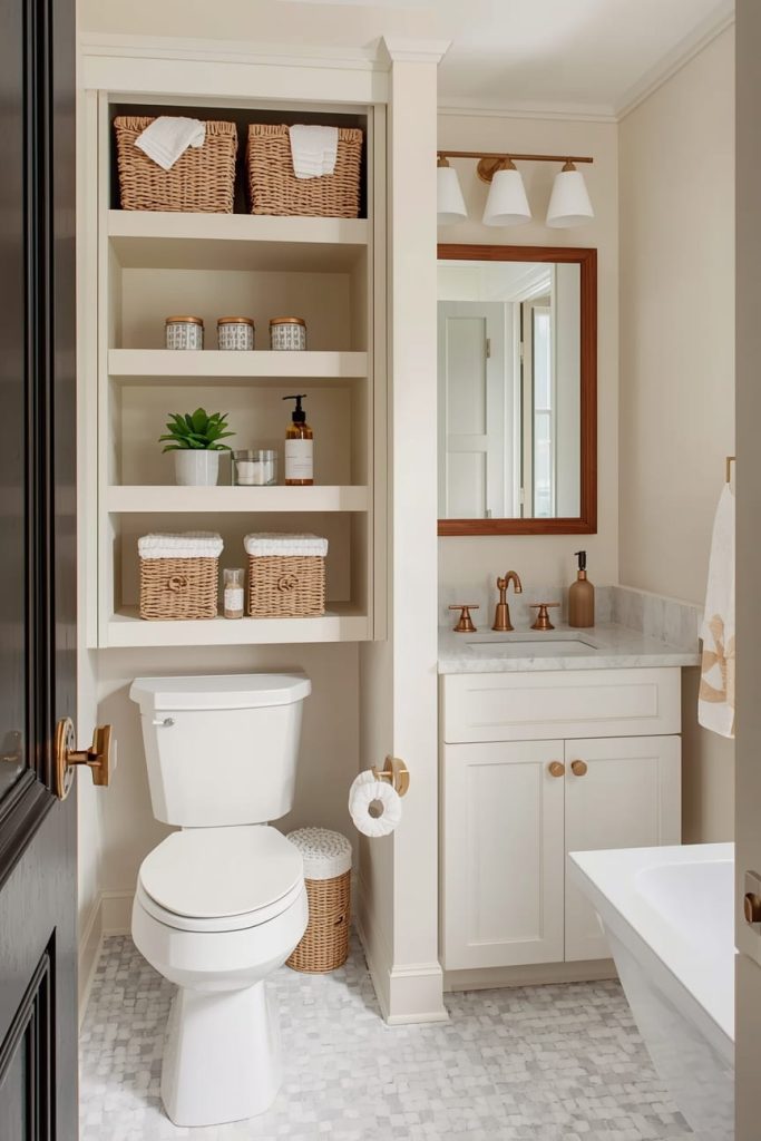 Elegant Large Powder Room with Statement Mirror