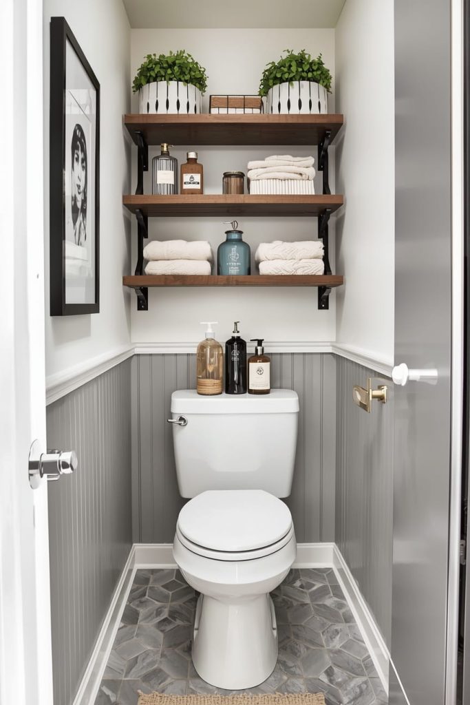 Farmhouse Guest Powder Room Ideas with Rustic Charm