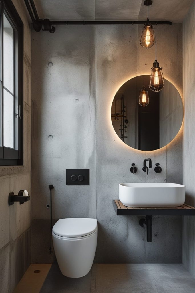 Industrial Bathroom Wall-Mounted Toilet Style