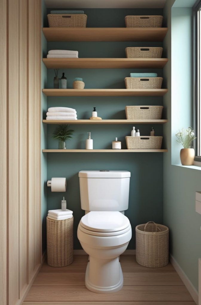 Long Narrow Bathroom Layout with Linear Design