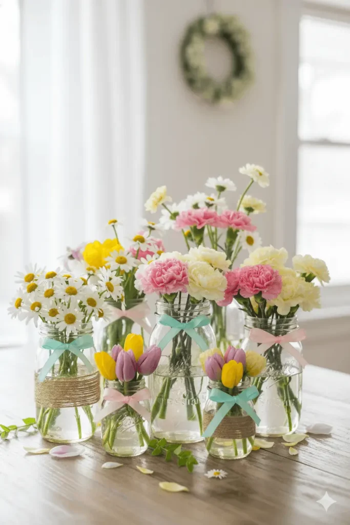 Mason Jar Spring Floral Arrangement