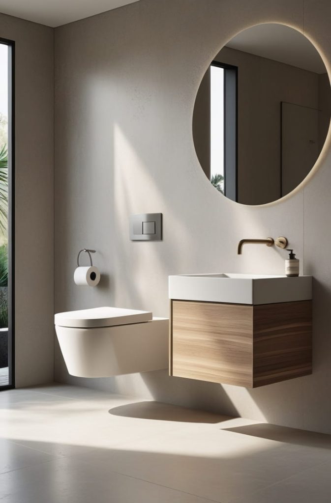 Minimalist Wall-Hung Toilet Design with Concealed Cistern