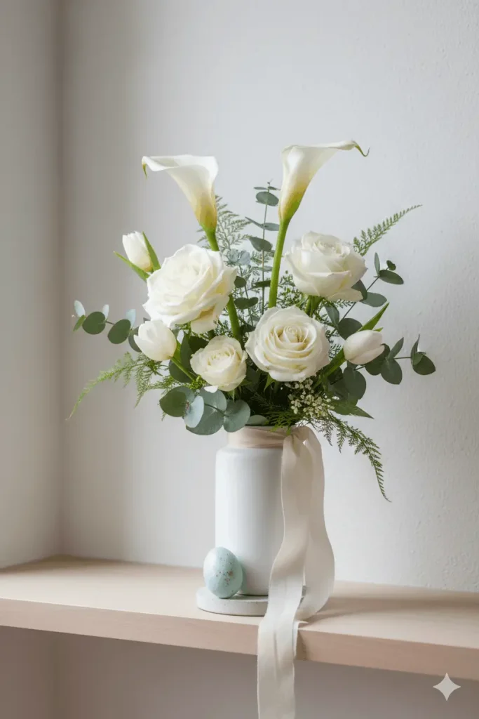Minimalist White and Green Arrangement