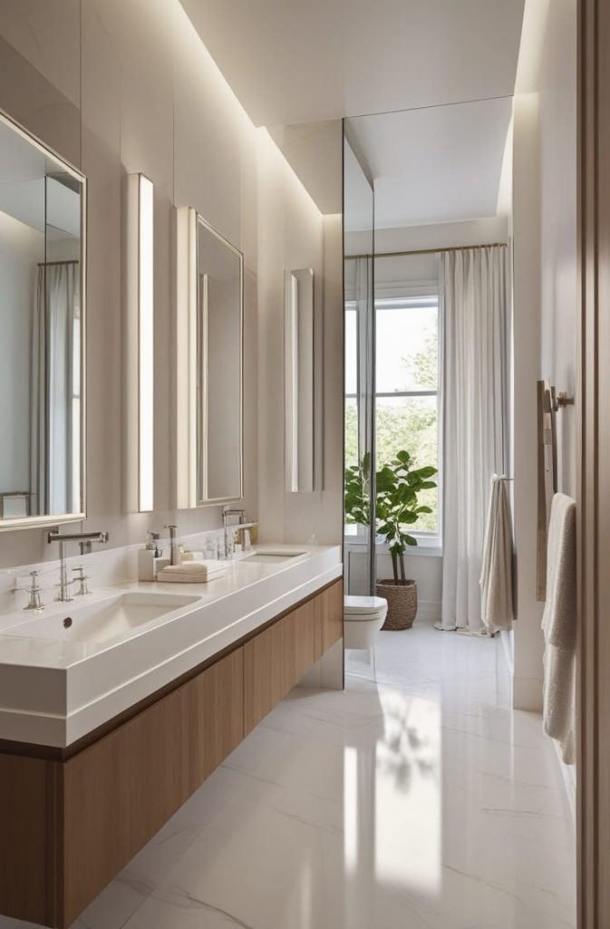 Narrow Bathroom Ideas with Built-In Storage