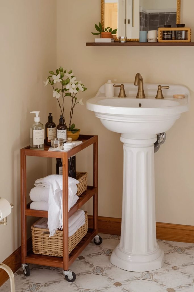 Pedestal Sink Storage with Slim Storage Towers