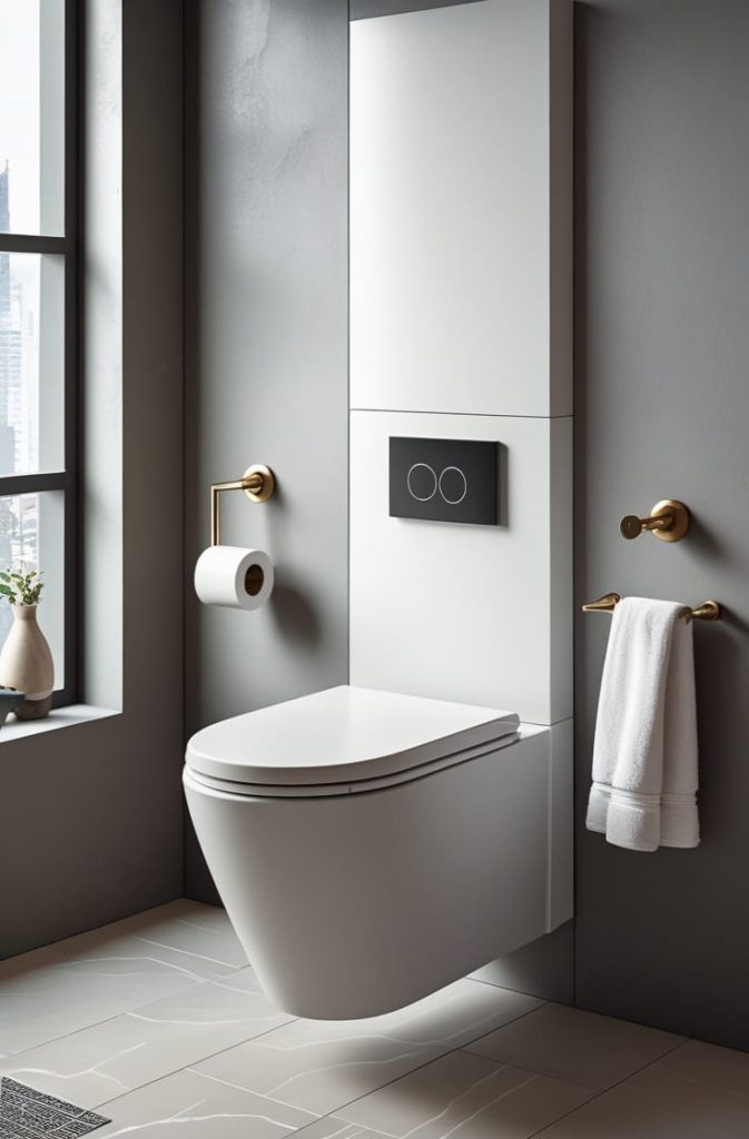 Wall-Mounted Toilet with In-Wall Tank System