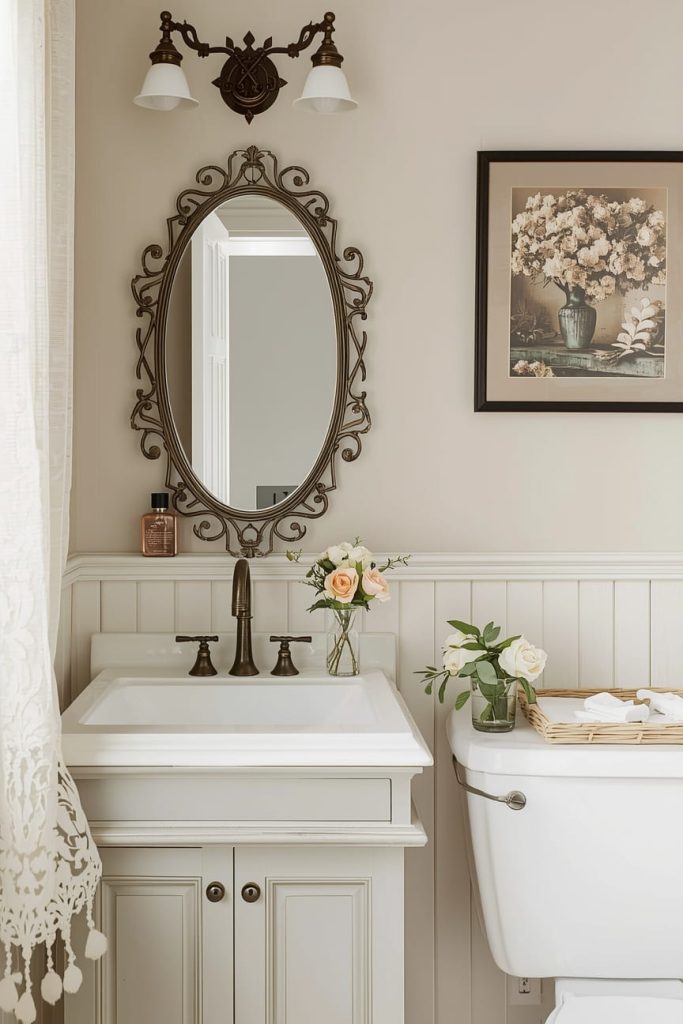 Classic Powder Room Style with Marble Accents