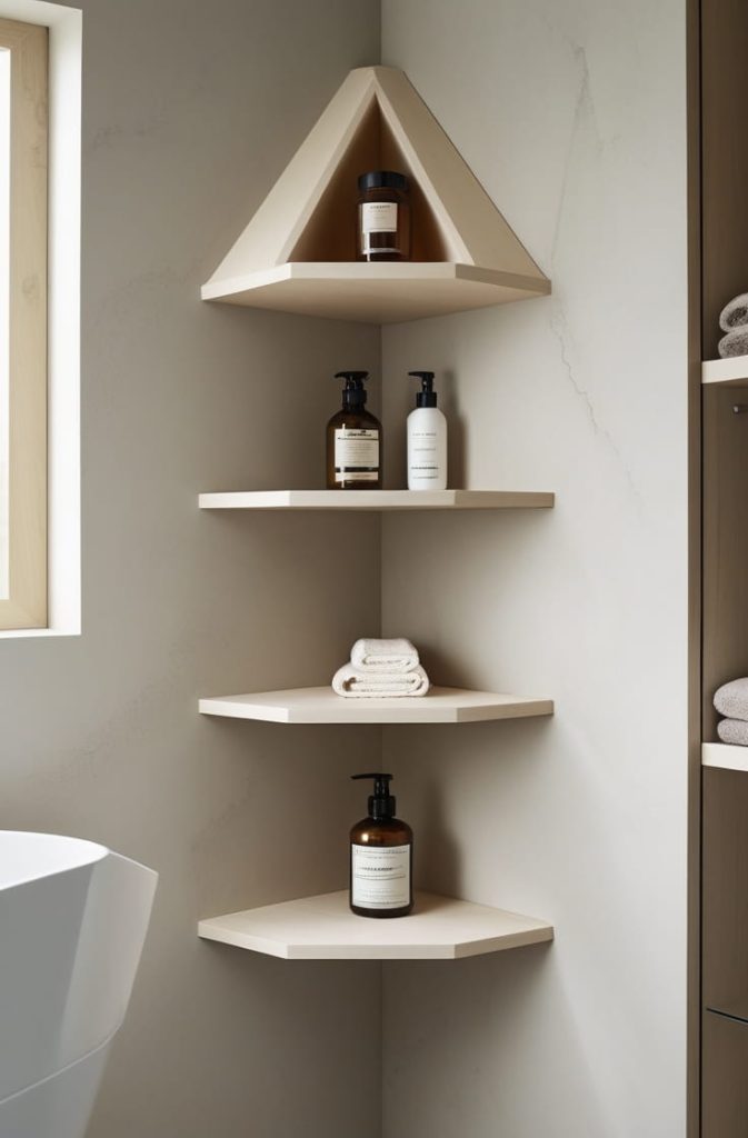 Corner Storage Solutions for Tiny Bathrooms