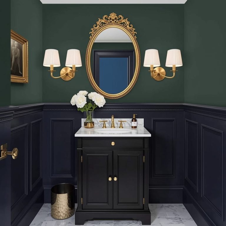 Elegant Powder Room Wainscoting Ideas with Decorative Molding
