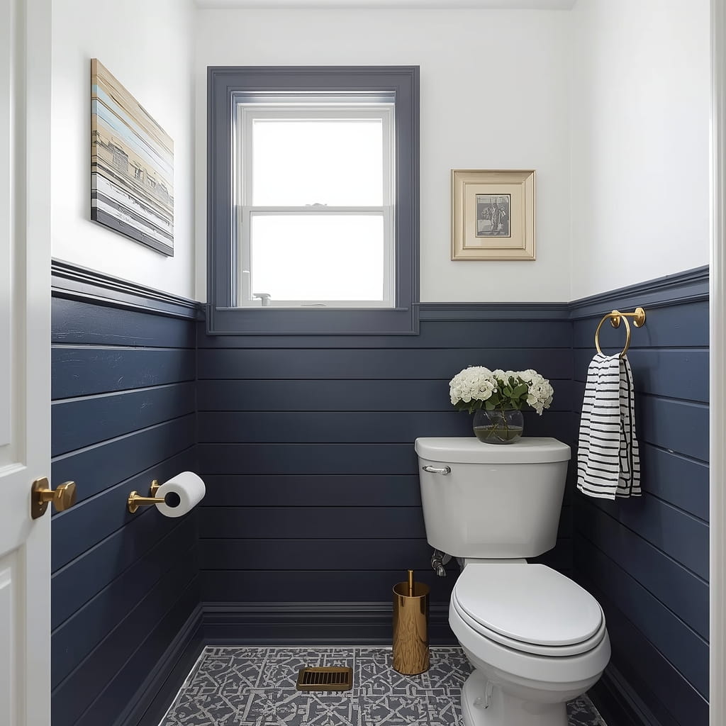 Farmhouse Shiplap Half Bathroom with Rustic Charm