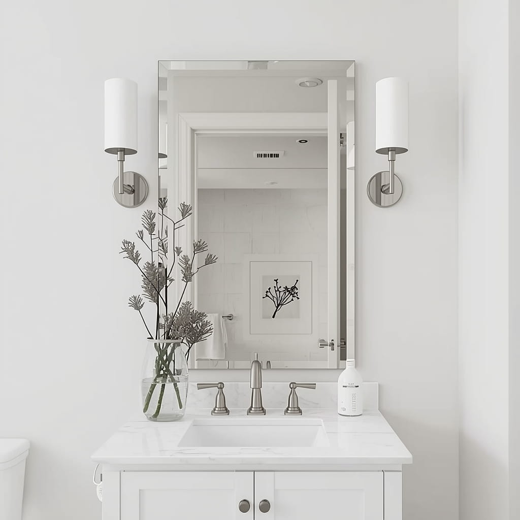 Frameless Powder Room Mirror for Minimalist Style