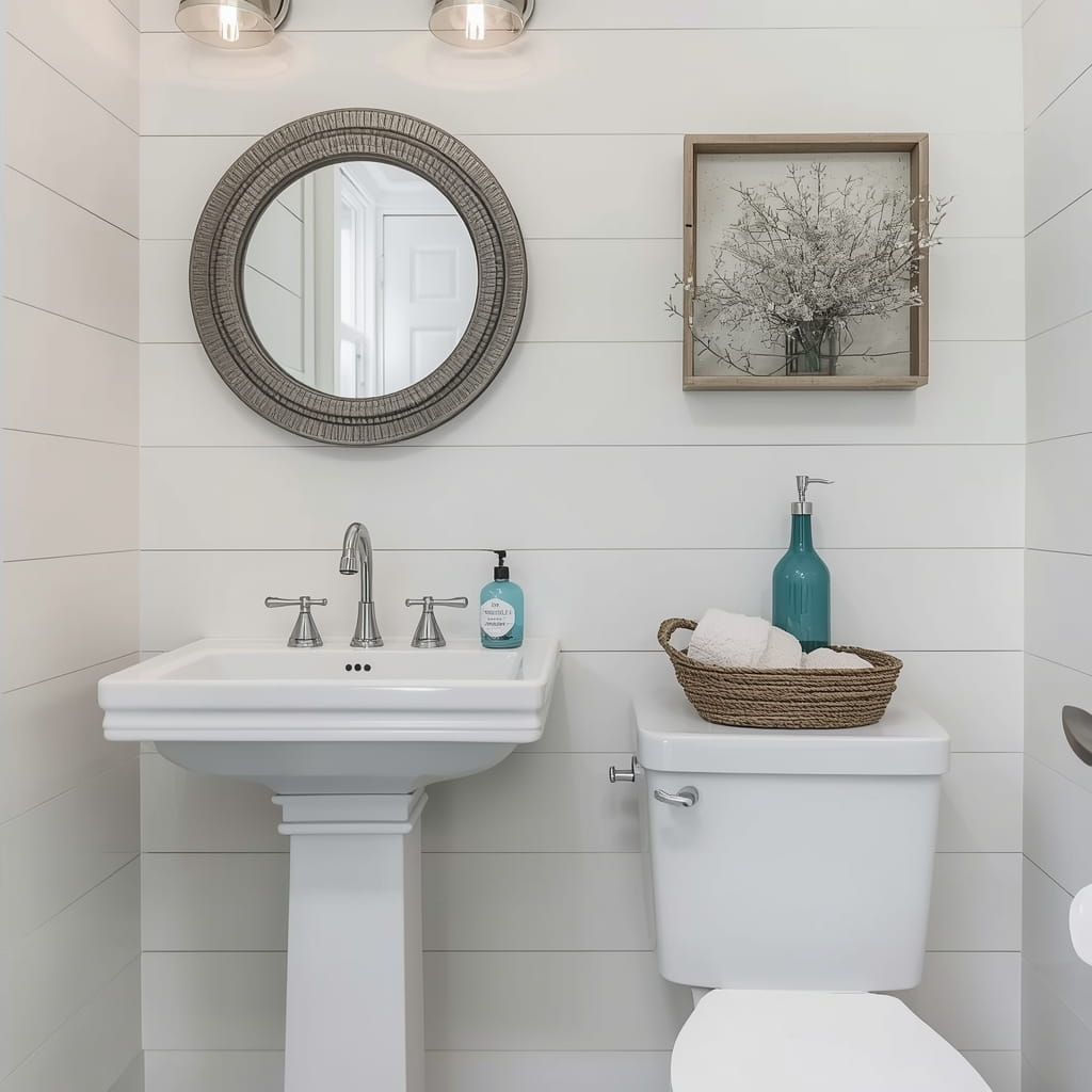 Gray Shiplap Half Bathroom for Modern Style