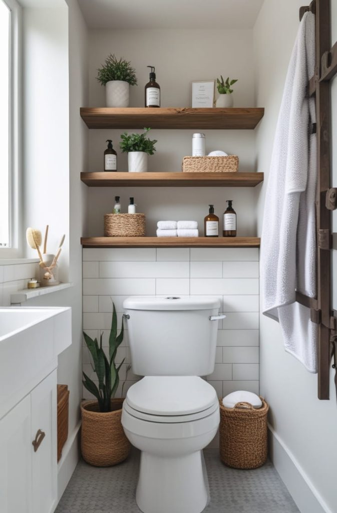Ladder Basket Shelf Over Toilet