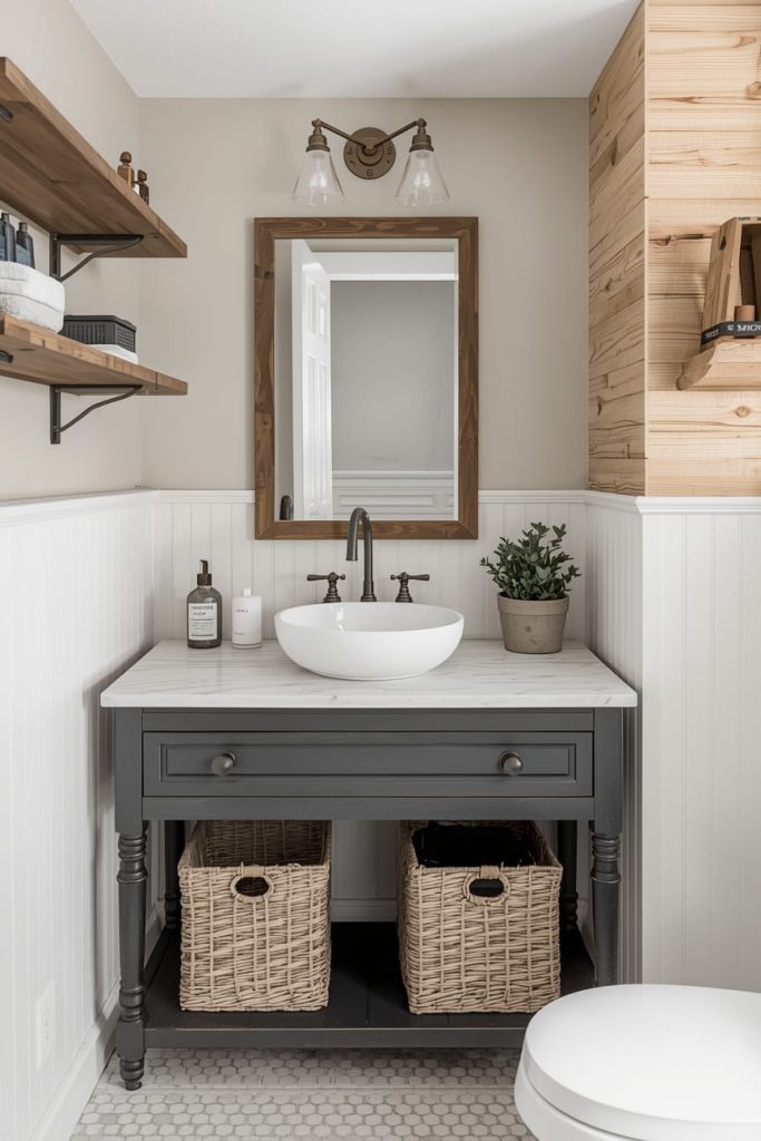 Luxury Powder Room Design with Marble Accents