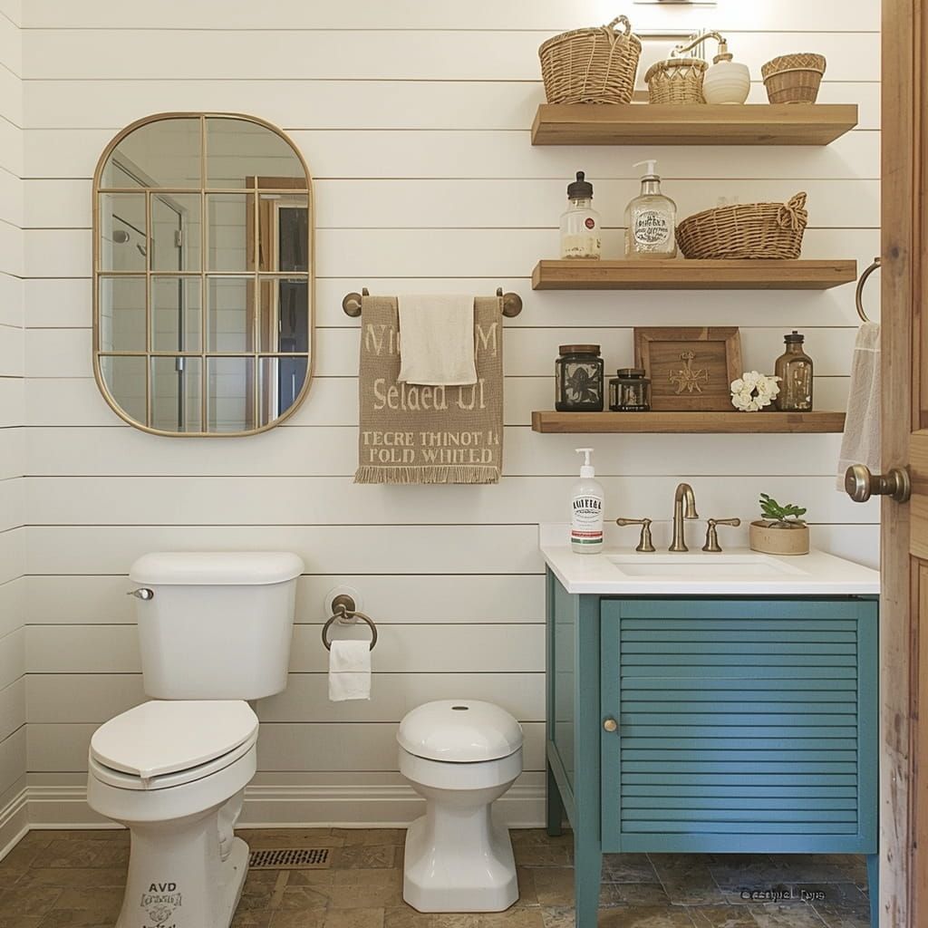Navy Shiplap Half Bathroom