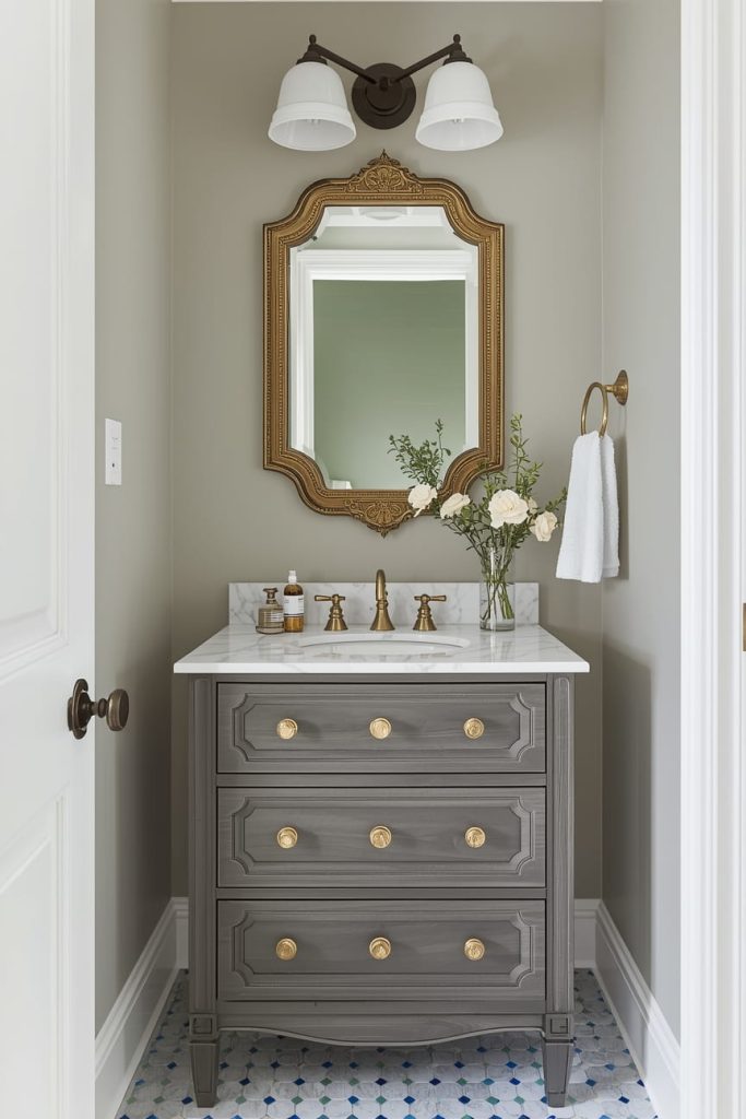 Shabby Chic Powder Room Decor for Cozy Charm