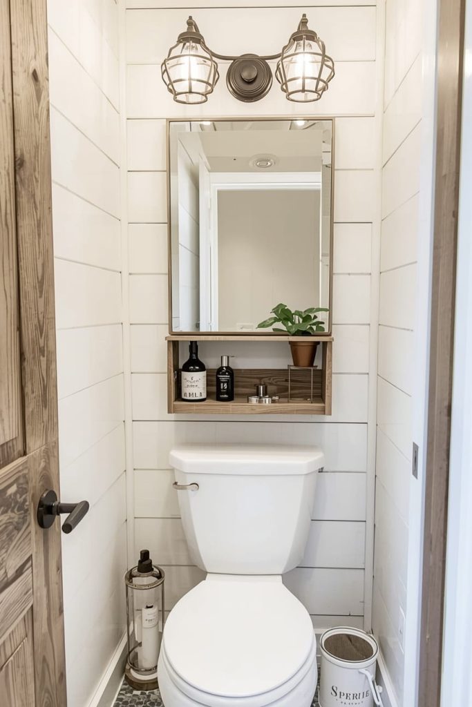  Vertical Shiplap Half Bathroom for Height Illusion