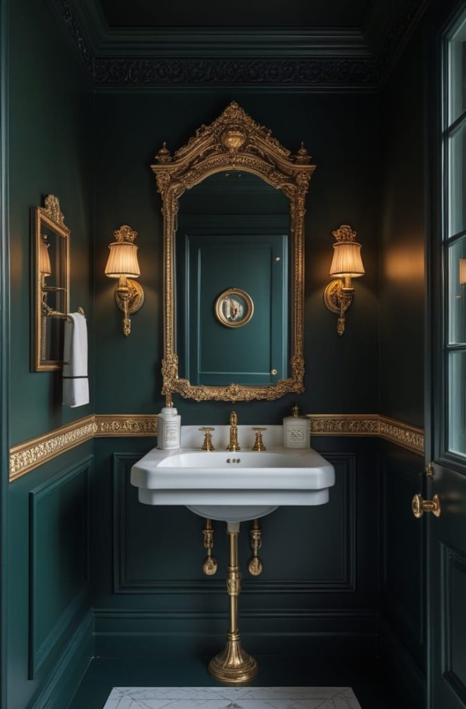 Vintage-Inspired Bathroom with Brass Fixtures