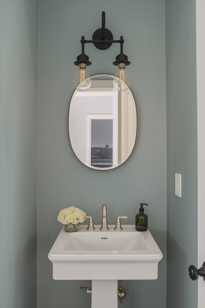 Vintage Powder Room Ideas with Floral Wallpaper