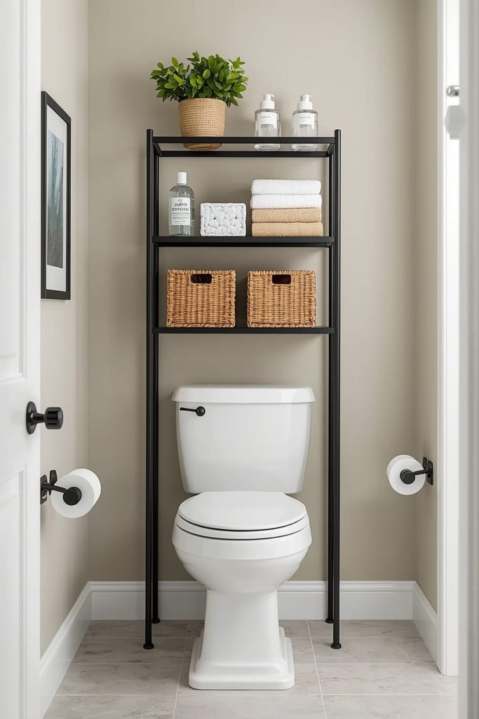 Wall-Mounted Cube Storage Above the Toilet