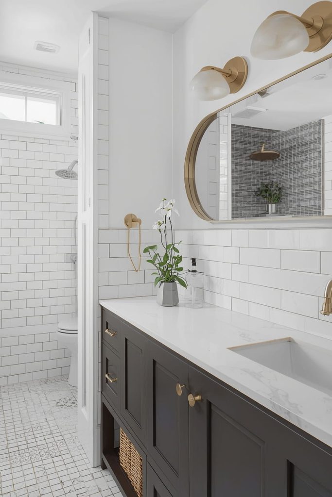 Beige and White Bathroom Tile Combination (Warm Tone Bathroom Tiles)