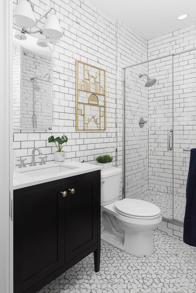Black and White Checkerboard Tile Bathroom (Classic Vintage Style)