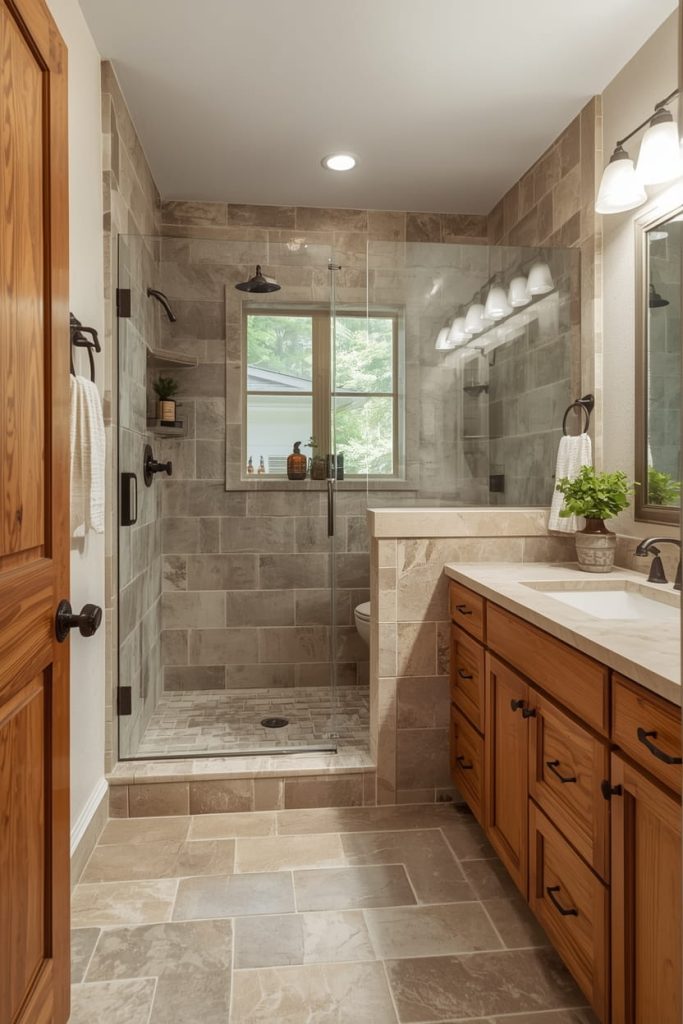 Black and White Farmhouse Bathroom Tile