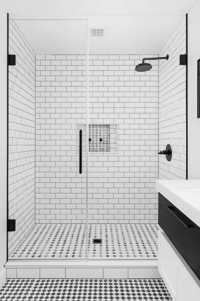 Black and White Hexagon Tile Bathroom (Modern Geometric Look)