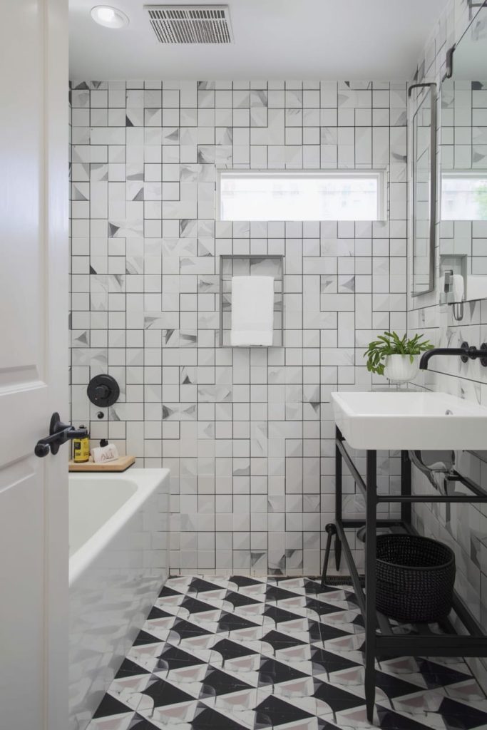  Black and White Terrazzo Tile Bathroom (Modern Texture)