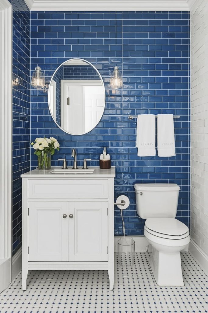 Blue Mosaic Tile Bathroom Ideas for Texture and Detail