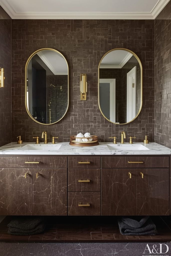 Brown and Beige Bathroom Tiles for Soft Neutral Style