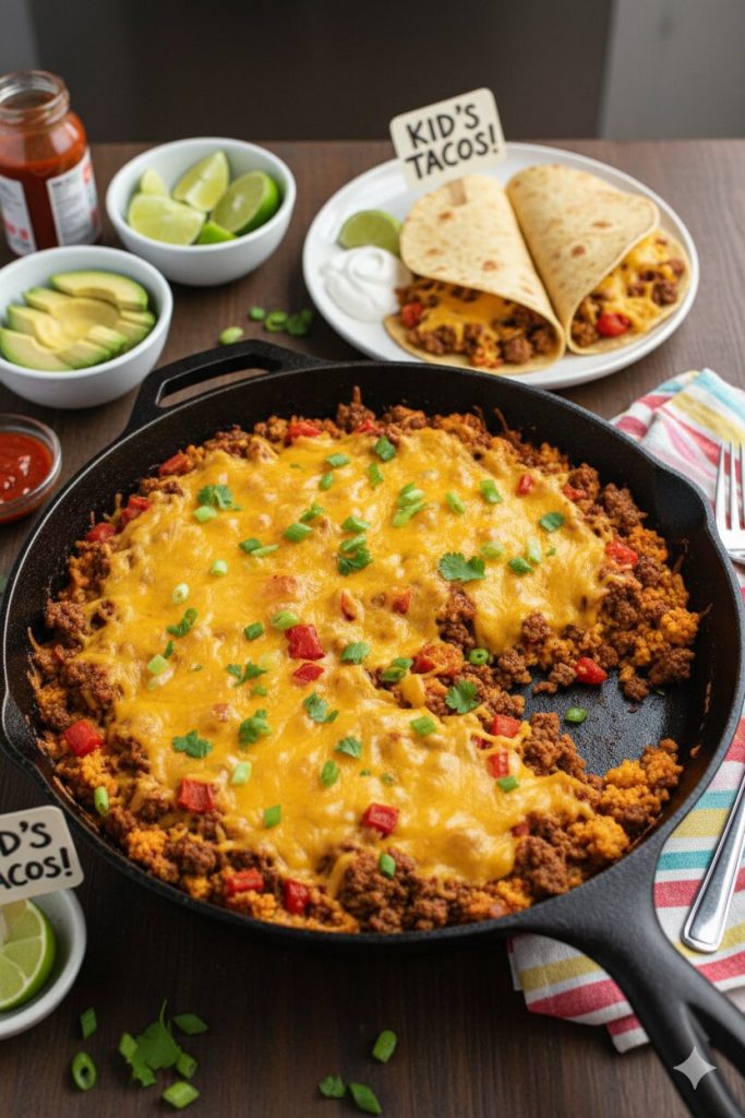 Cheesy Taco Skillet with Cauliflower Rice