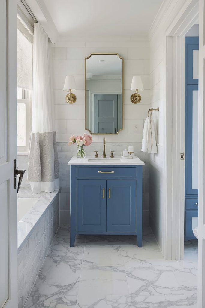 Coastal Fish Scale Tile Bathroom