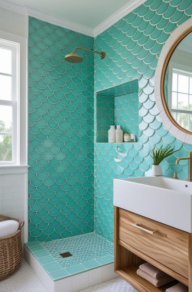 Driftwood Look Coastal Bathroom Tile