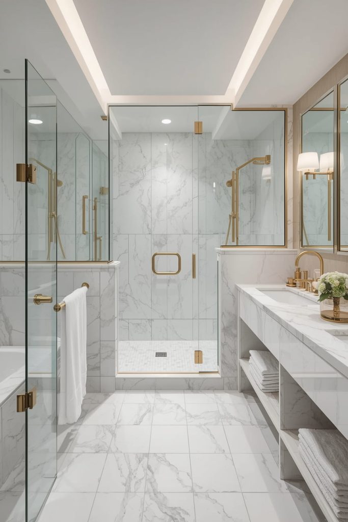 Farmhouse White Tile Bathroom Ideas