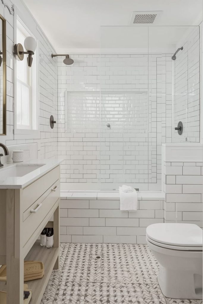 Floor-to-Ceiling Tile Master Bathroom Ideas
