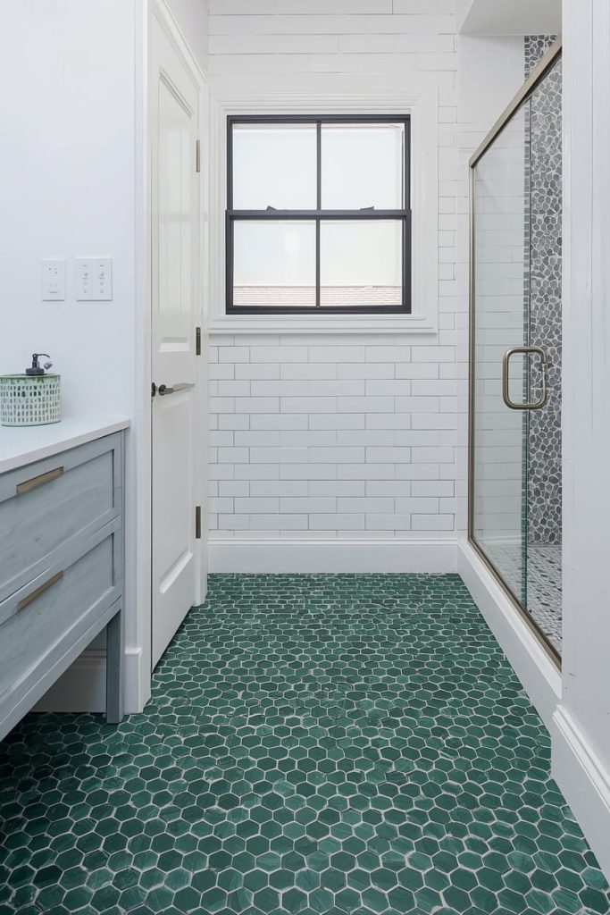 Green Mosaic Tile Bathroom Design