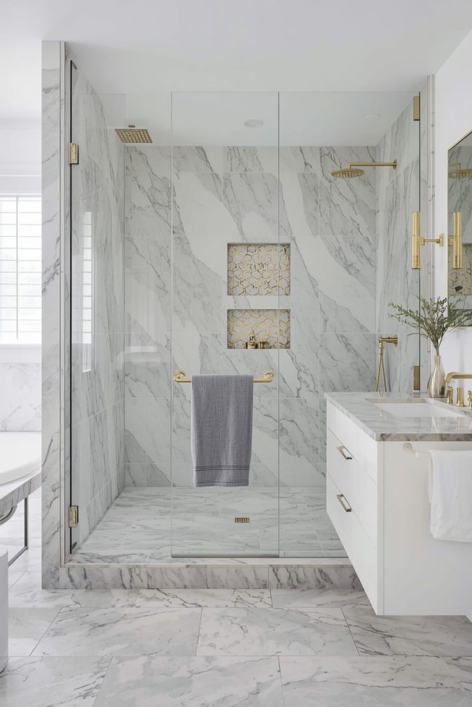 Grey Tile Walk-in Shower Ideas