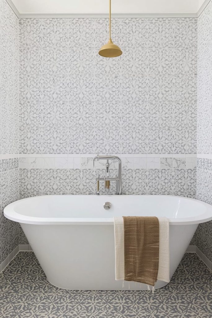 Hexagon Tile Bathroom With Tub
